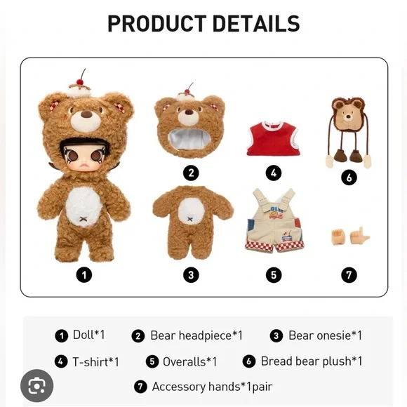 POP MART Molly Bear Bread 1/8 Action Figure 🍞🍞 NWT - Picture 6 of 6